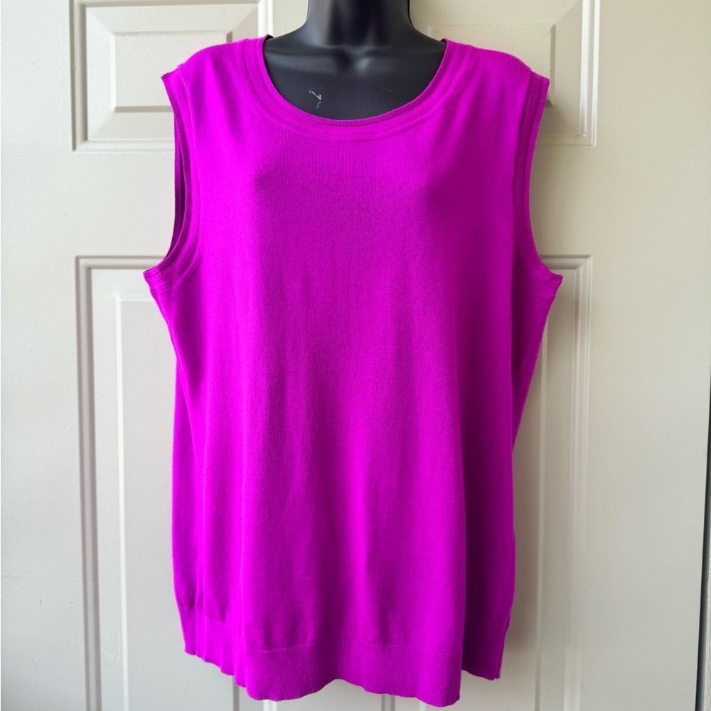 Sleeveless Knit Top in Bright Magenta - Women Sweater